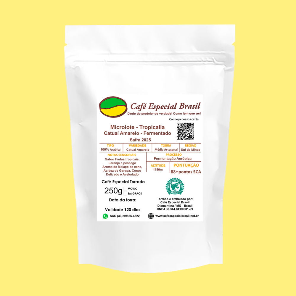 Café Especial Brasil - Microlote Tropicalia - 88+ pontos - Fermentado - Catuai Amarelo 